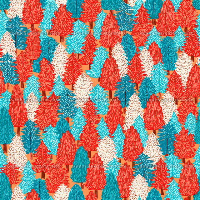 Colorful Pine Tree Forest Seamless Pattern — seamless tileable pattern