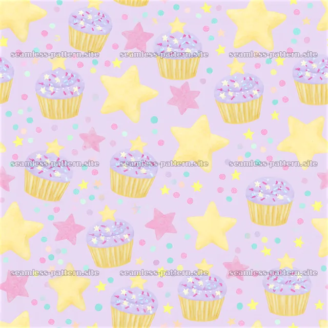 Colorful cupcakes and stars seamless pattern for festive designs — seamless tileable pattern