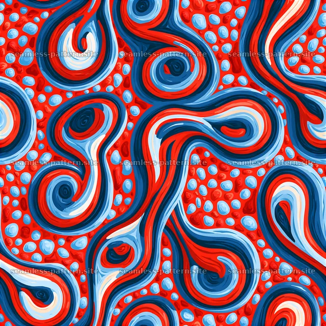 Funky Wavy Red and Blue Seamless Abstract Pattern — seamless tileable pattern