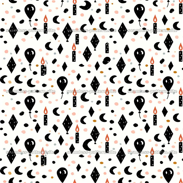Birthday Candles and Balloons Seamless Pattern — seamless tileable pattern