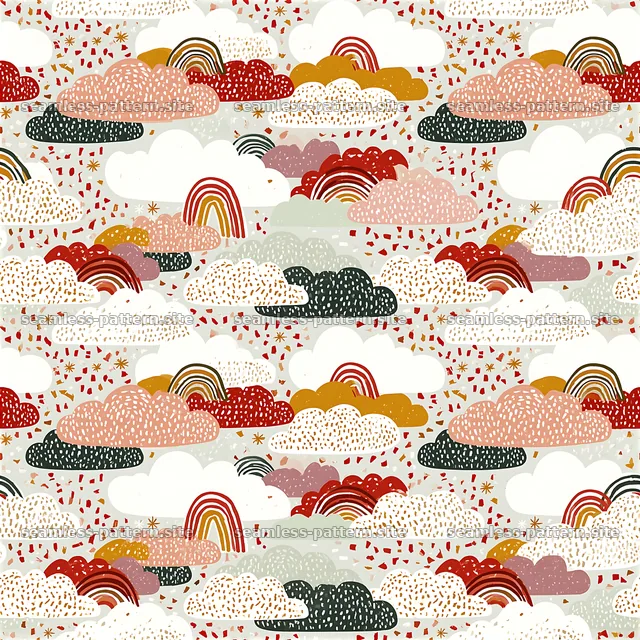 Colorful cloud and rainbow seamless pattern — seamless tileable pattern