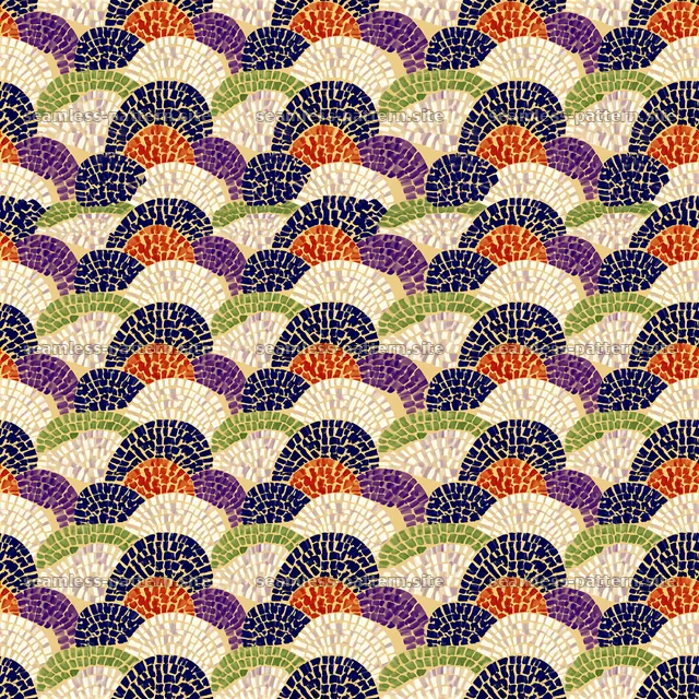 Colorful seashell seamless pattern with distinct shapes and colors — seamless tileable pattern