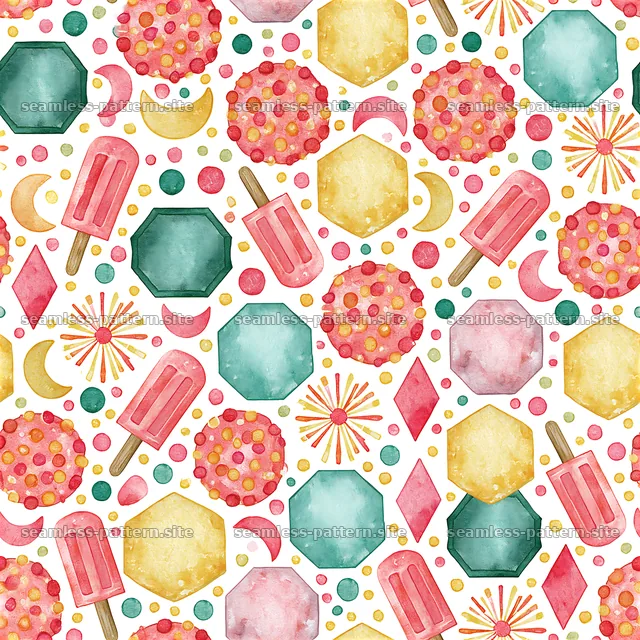 Colorful Watercolor Candy Geometric Seamless Pattern — seamless tileable pattern
