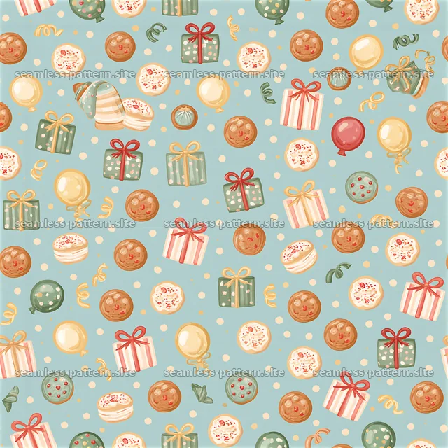 Colorful birthday themed seamless pattern with festive elements — seamless tileable pattern