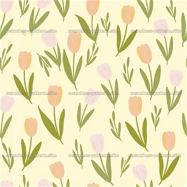 Cute pastel tulips seamless floral pattern — seamless tileable pattern