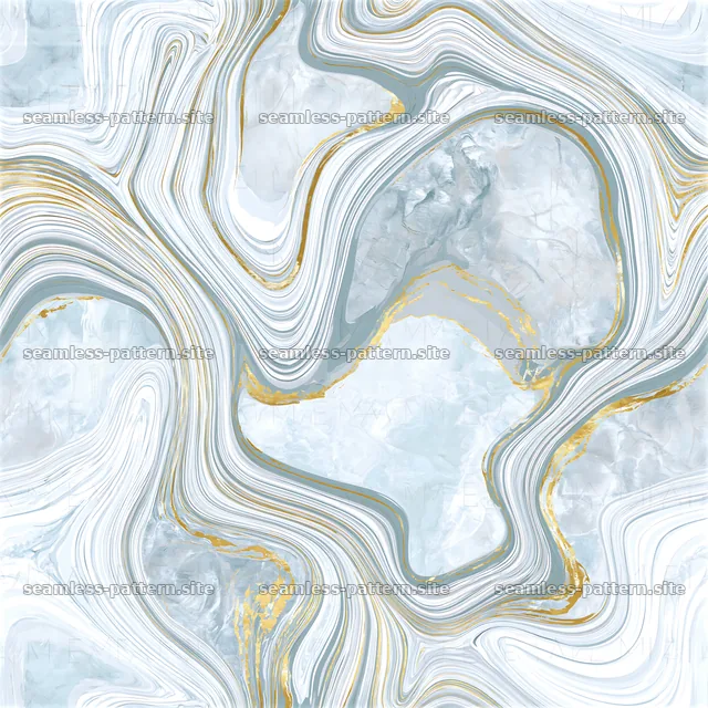 Seamless organic marble pattern with gold veins on light blue background — seamless tileable pattern